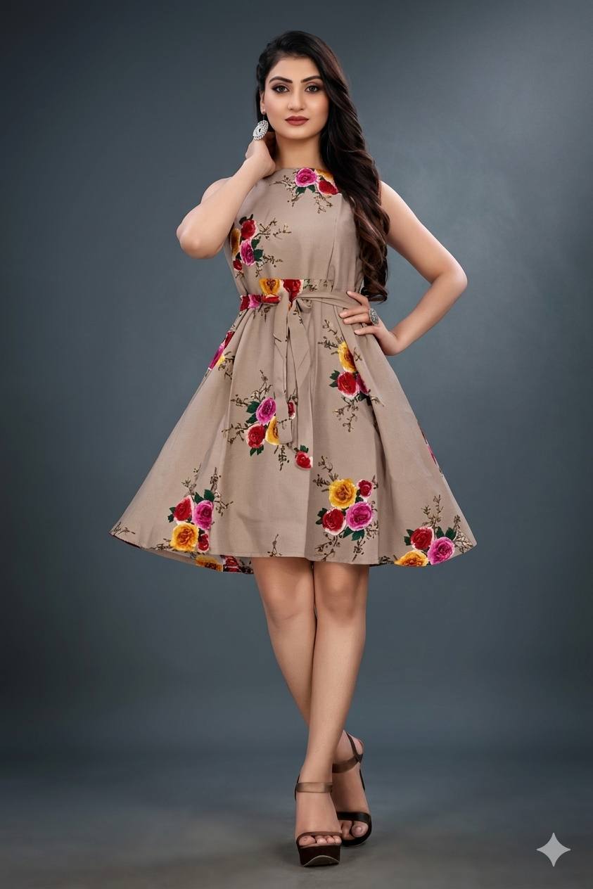 Sleeveless Floral Fit & Flare Midi Dress
