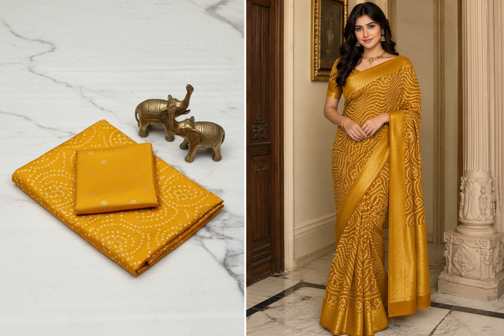 Bandhani Silk Saree with Zari