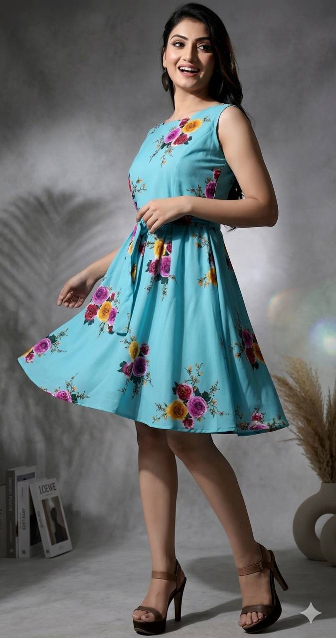 Sleeveless Floral Fit & Flare Midi Dress