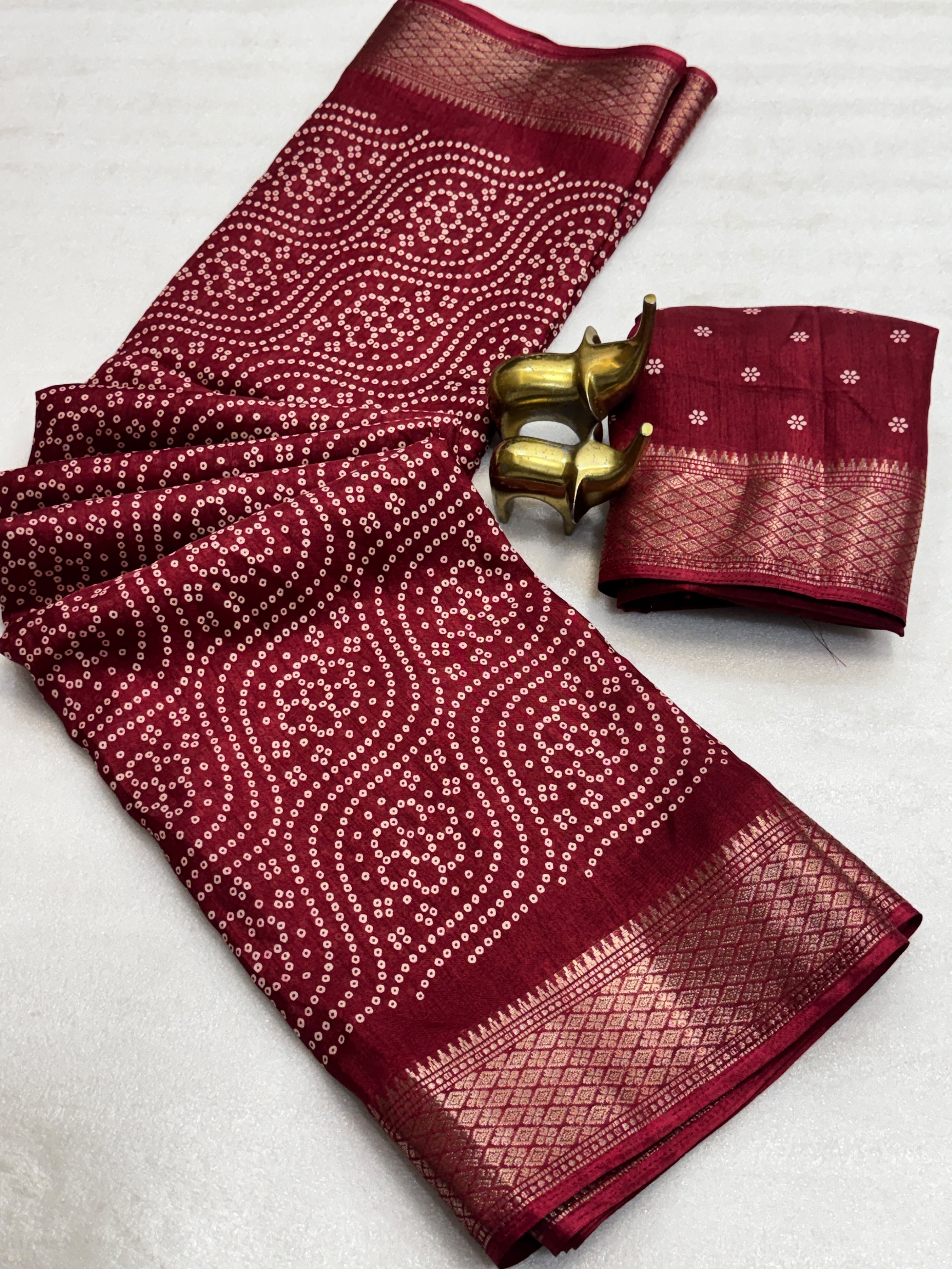 Bandhani Silk Saree with Zari