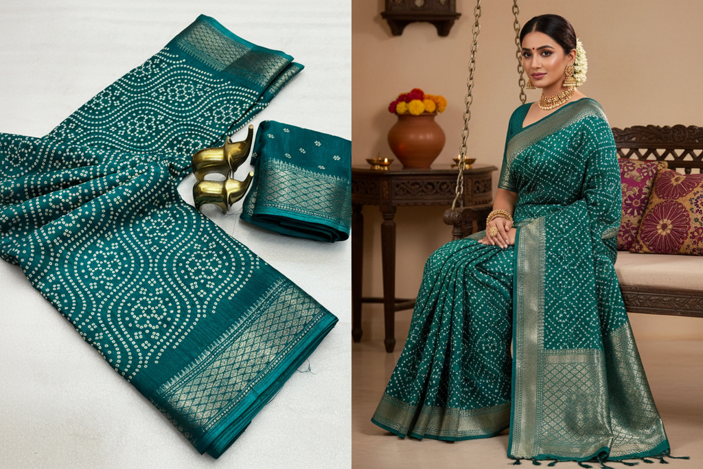 Bandhani Silk Saree with Zari