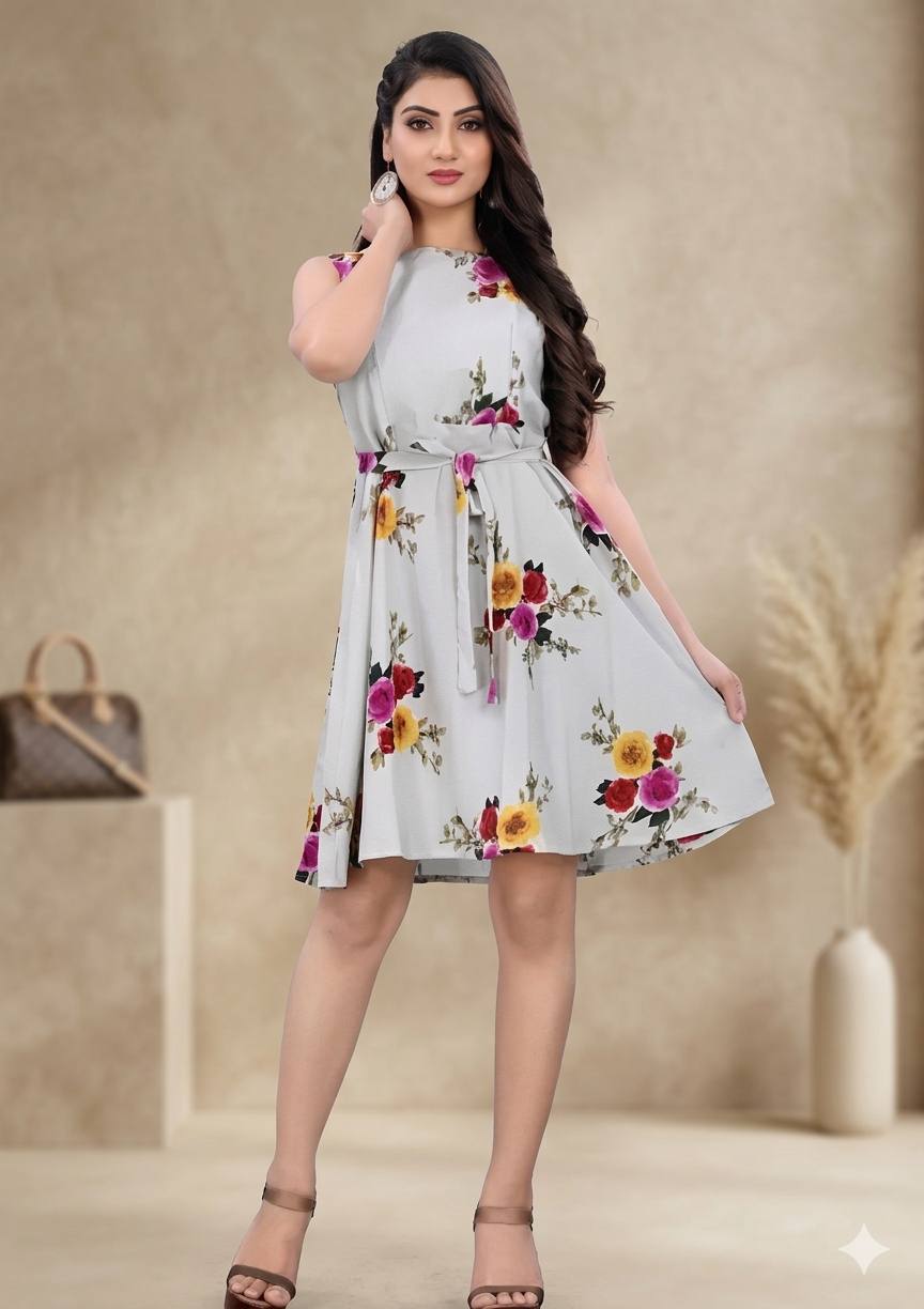 Sleeveless Floral Fit & Flare Midi Dress