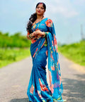 Multi Color Floral Handwork Georgette Party Wear Saree with Blouse - 2 The Taanabaanaa