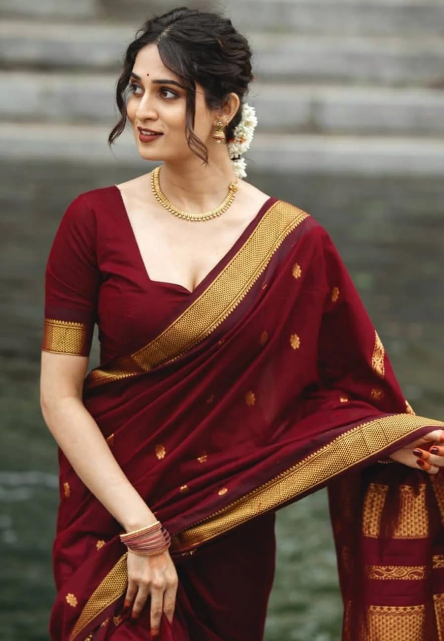 Handwoven Soft Silk Saree with Zari Border & Pallu