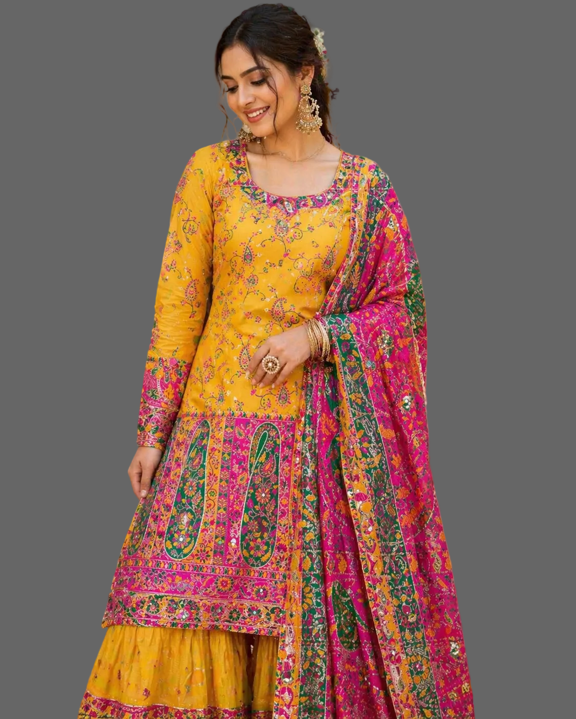 Embroidered Sharara Suit Set