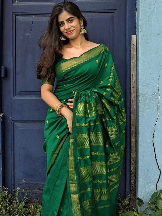 Handwoven Soft Silk Saree with Zari Border & Pallu