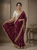 Luxury Organza Tissue Silk Saree with Zari Embroidery & Lace Border