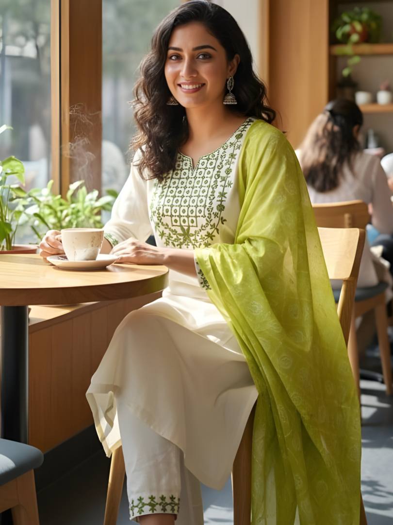 Embroidered Rayon Slub Suit with Chanderi Dupatta - PC-105